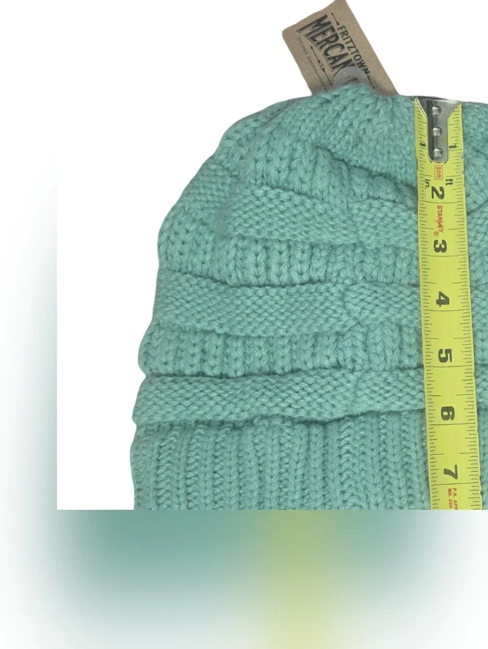 C.C Women's Green Ribbed Knit Beanie Cable Knit Fitted Winter Outdoors